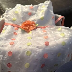 Youngland Polka Dot Dress with Floral Accent